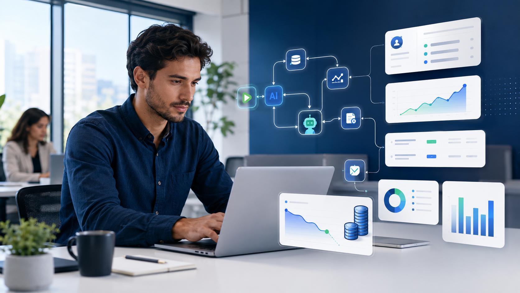  AI-powered business automation streamlining administrative tasks and improving business productivity.
