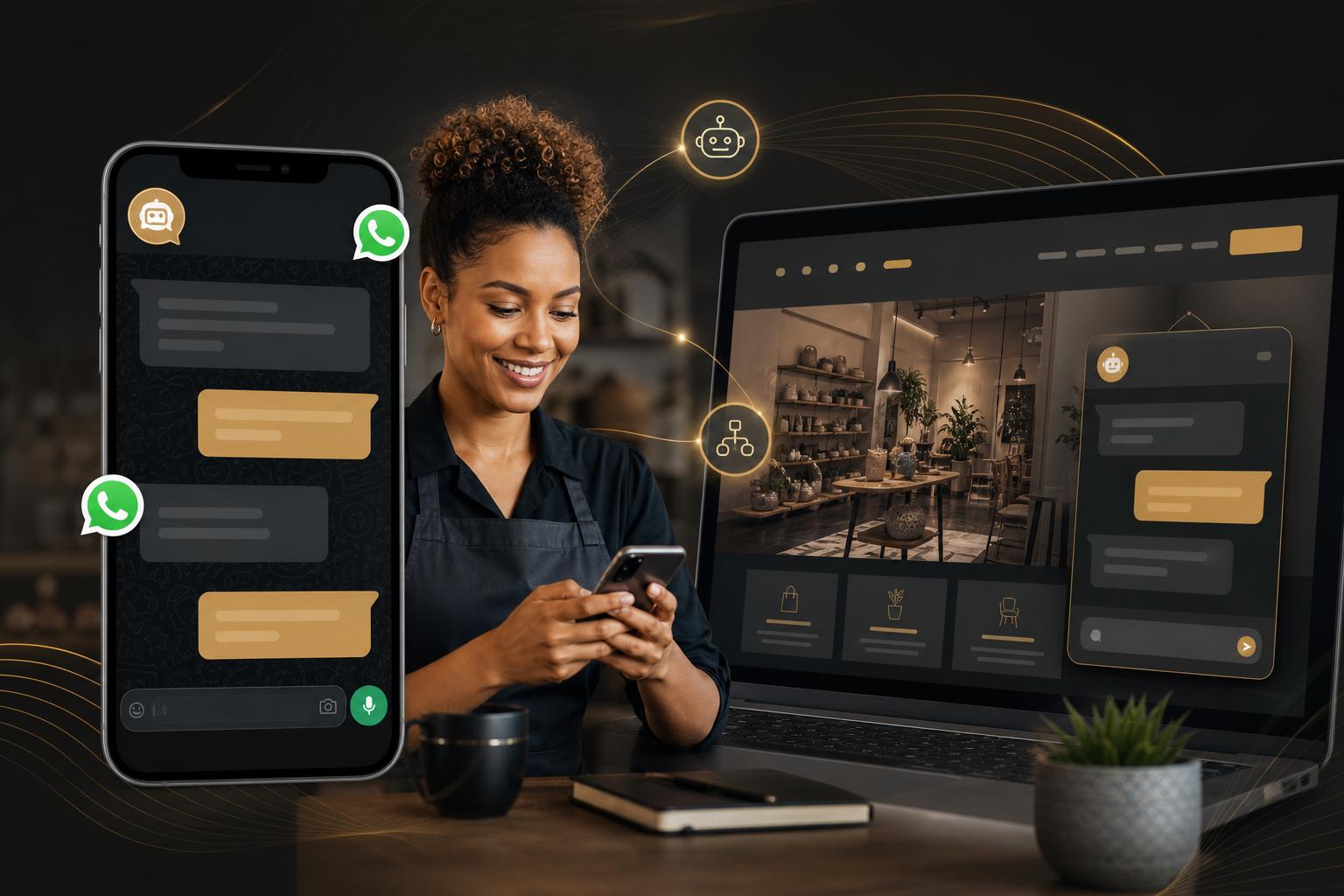 AI chatbots and WhatsApp Business AI agents for customer enquiry automation.
